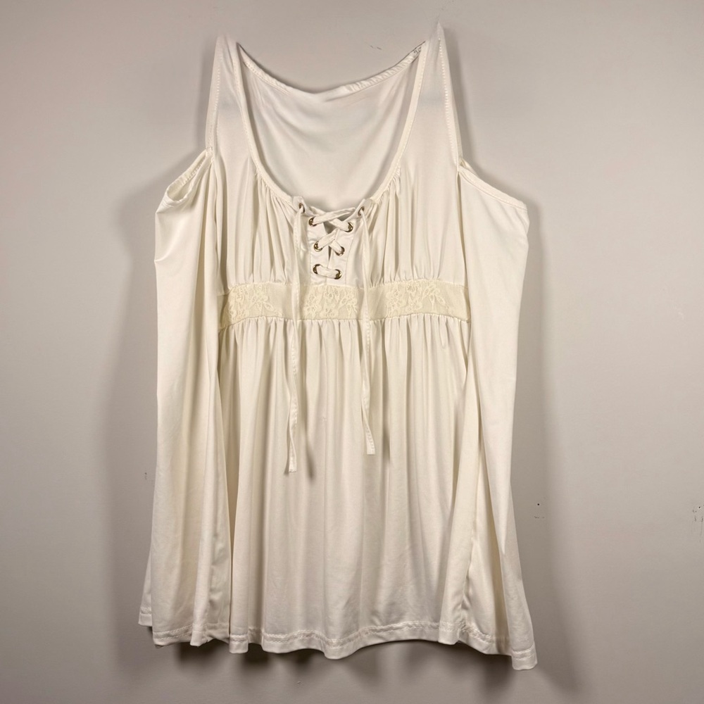 Super Soft Cream Lace-Up Women's Cold Shoulder Blouse